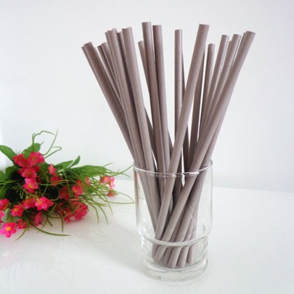 Solid Color Gray Paper Drinking Straws 500pcs [scpaperstraws006]