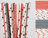 200pcs Patriotic Themed Party Paper Straws Mixed