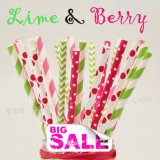 250pcs LIME & BERR Themed Paper Straws Mixed