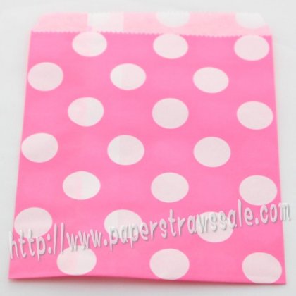 Hot Pink Polka Dot Paper Favor Bags 400pcs [pfbags019]