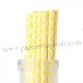 Yellow Damask Print Paper Straws 500pcs