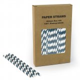 100 pcs/Box Navy Blue Stripe Paper Straws