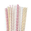 100 Pcs/Box Mixed Metallic Foil Chevron Paper Straws