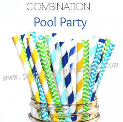 250pcs POOL PARTY Paper Straws Mixed