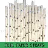 Metallic Silver Foil Star Paper Straws 500pcs