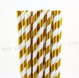 Metallic Gold Stripe Foil Paper Straws 500pcs