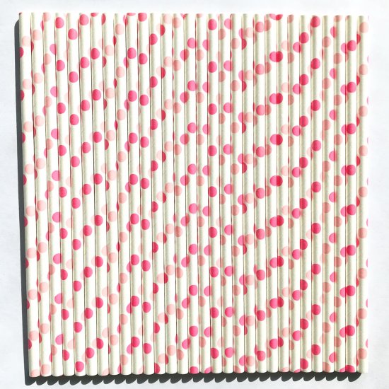 Hot Pink Light Pink Polka Dot Paper Straws 500 Pcs - Click Image to Close