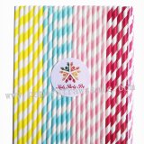 200pcs Colorful Striped Paper Drinking Straws Mixed
