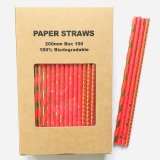 100 Pcs/Box Mixed Metallic Gold Foil Red Wrapped Up Paper Straws