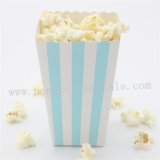 Light Blue Striped Paper Popcorn Boxes 36pcs