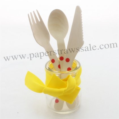 Red Polka Dot Wooden Utensils Set 150pcs [cutlery005]