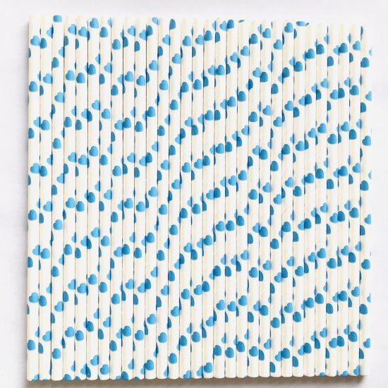 Blue Heart Paper Drinking Straws 500 pcs - Click Image to Close