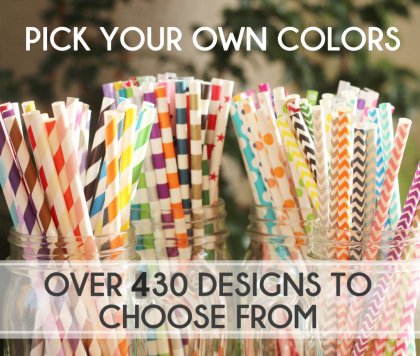 100 200 500 1000 Paper Straws Pick Your Styles [100paperstraws001]
