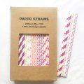 100 Pcs/Box Mixed Peonies Posies Party Paper Straws