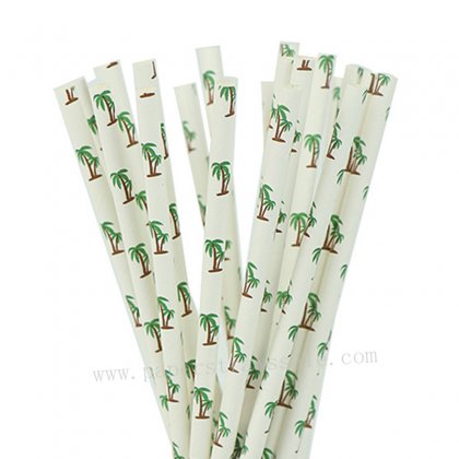 Hawaiian Tropical Coconut Tree Paper Straws 500 pcs [coconuttreepaperstraws001]