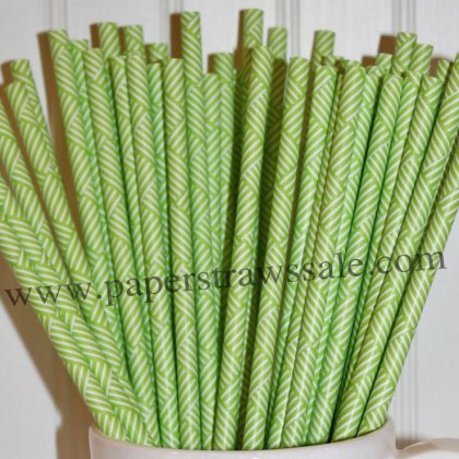 Lime Green Weave Print Paper Straws 500pcs [wpaperstraws002]