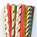 100 Pcs/Box Mixed 10 Metallic Christmas Styles Paper Straws