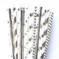 100 Pcs/Box Mixed Metallic Foil Silver Paper Straws
