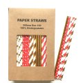 100 Pcs/Box Mixed Christmas Red Gold Wrapped Up Paper Straws 100 Pcs/Box Mixed Christmas Red Gold Wrapped Up Paper Straws
