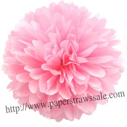 8" and 14" Pink Paper Pom Pom Tissue 20pcs [paperflower008]