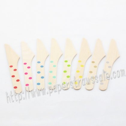 Polka Dot Wooden Knives 400pcs Mixed 8 Colors