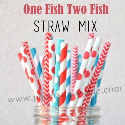 200pcs 1 Fish 2 Fish Theme Paper Straws Mixed