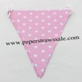 Baby Pink Polka Dot Bunting Flags 20 Strings