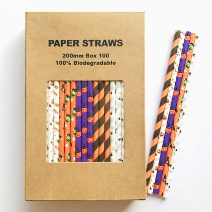 100 Pcs/Box Mixed Party Halloween Hocus Pocus Paper Straws