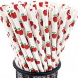 Fruit Green Red Apple Paper Straws 500 pcs