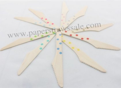 500pcs Mixed 10 Colors Polka Dot Wooden Knives Bulk