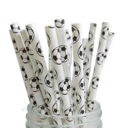 Football Black White Soccer Paper Straws 500 pcs [soccerpaperstraws002]