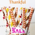 250pcs THANKFUL Autumn Theme Paper Straws Mixed