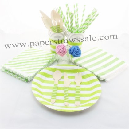 193 pieces/lot Party Dinnerware Set Green Stripe [tablewareset013]