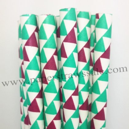 Green Dark Red Bunting Flag Paper Straws 500pcs [bpaperstraws009]