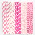 125 Pcs Mixed 5 Styles Hot Pink Party Paper Straws
