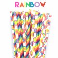 100 Pcs/Box Mixed Colorful Stripe Circle Rainbow Paper Straws