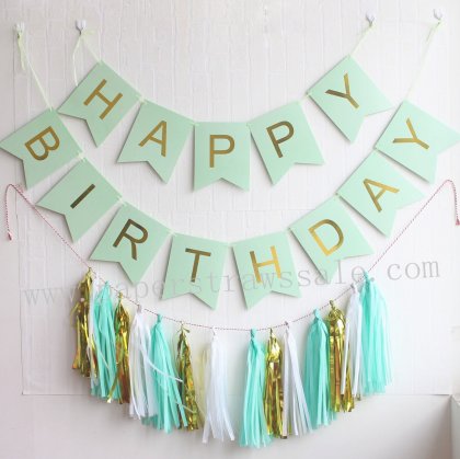 Happy Birthday Mint Green Party Decoration Set