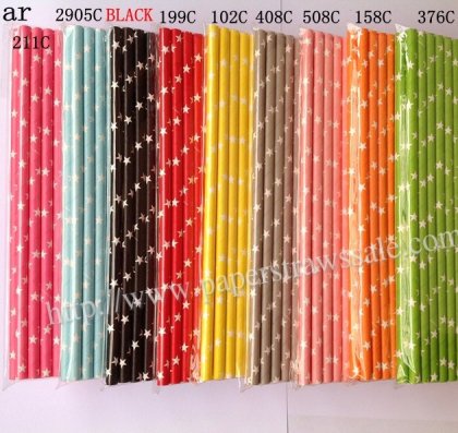 Colored Star Paper Drinking Straws 1800pcs Mixed 9 Colors [mpaperstraws010]