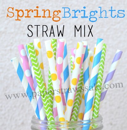 200pcs Spring Brights Theme Paper Straws Mixed [themedstraws038]