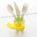 Green Striped Wooden Cutlery Set 150pcs