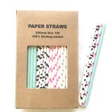 100 Pcs/Box Mixed Cowgirl Kids Party Paper Straws