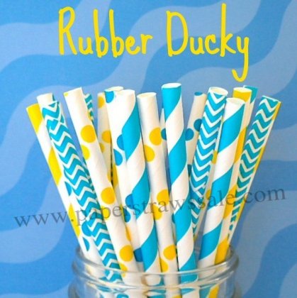 250pcs Rubber Ducky Theme Mixed Paper Straws [themedstraws005]