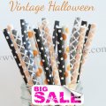 200pcs VINTAGE HALLOWEEN Paper Straws Mixed