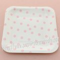 7" Pink Polka Dot Square Paper Plates 60pcs