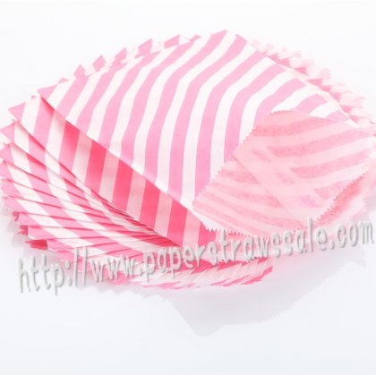 Hot Pink Diagonal Stripe Paper Favor Bags 400pcs [pfbags024]