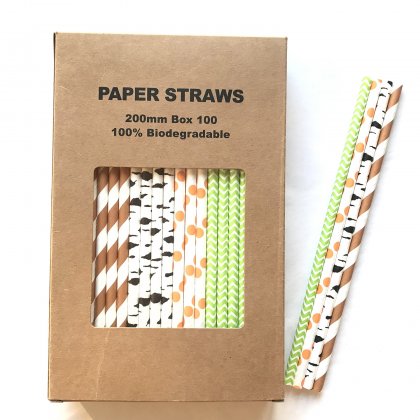 100 Pcs/Box Mixed Wild Woodland Adventure Paper Straws