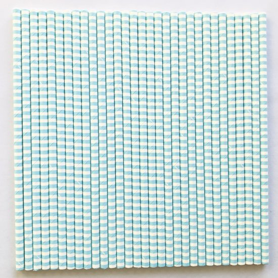 Horizontal Stripe Light Blue Circle Paper Straws 500 Pcs - Click Image to Close