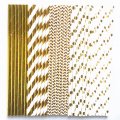 100 Pcs/Box Mixed Metallic Foil Gold Paper Straws