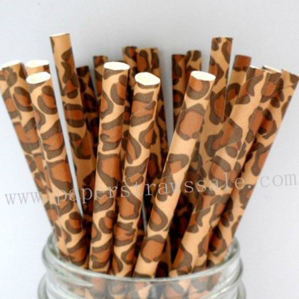 Leopard Print Paper Straws 500pcs [animalstraws005]