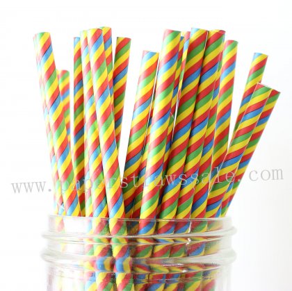 Colored Rainbow Striped Paper Straws 500pcs